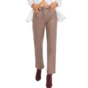 Reitmans Buttery Soft Brown Taupe Faux Leather Straight Leg Pants – Size 10 EUC